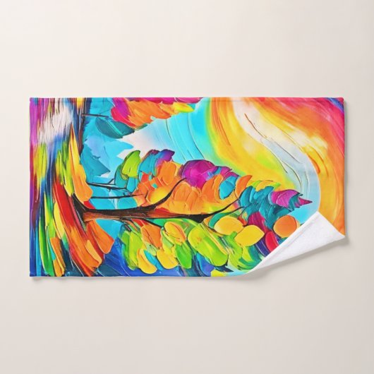 Regenboogbomen: levendig bos bad handdoek (Handdoek)