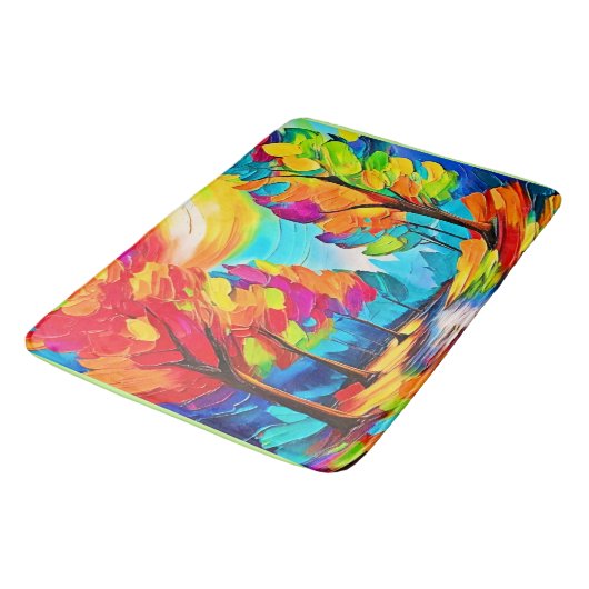 Regenboogbomen: levendig bos badmat (Gekanteld)