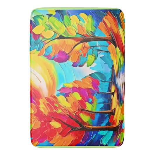 Regenboogbomen: levendig bos badmat (Voorkant Verticaal)