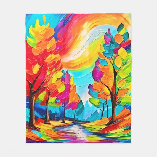 Regenboogbomen: levendig bos fleece deken (Voorkant)