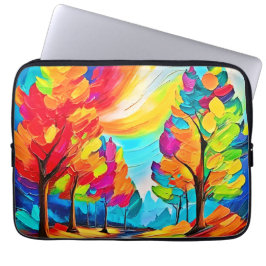 Regenboogbomen: levendig bos laptop sleeve