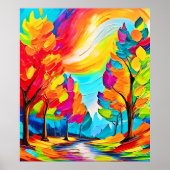 Regenboogbomen: levendig bos poster (Voorkant)