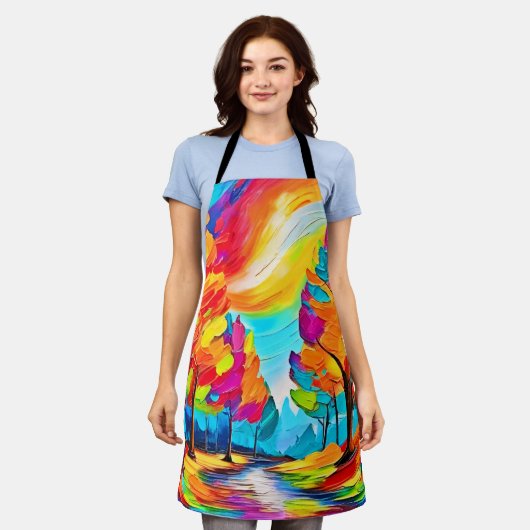 Regenboogbomen: levendig bos schort (Gedragen)