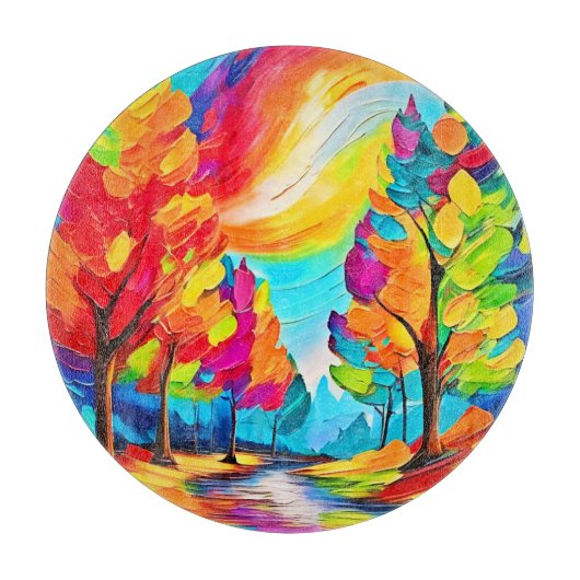 Regenboogbomen: levendig bos snijplank (Voorkant)