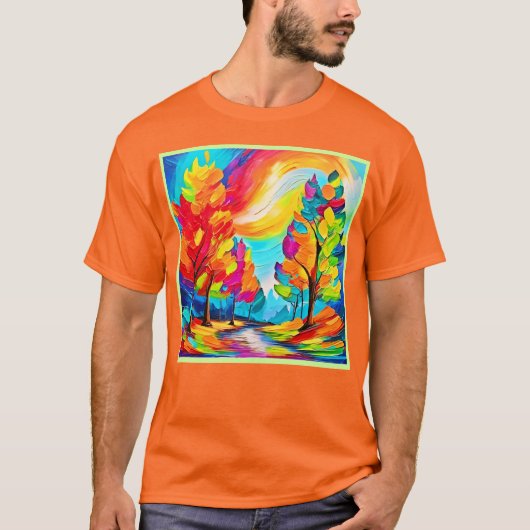 Regenboogbomen: levendig bos t-shirt (Voorkant)