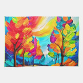Regenboogbomen: levendig bos theedoek (Horizontaal)