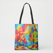 Regenboogbomen: levendig bos tote bag (Voorkant)
