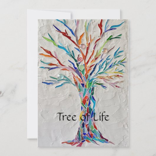 Regenboogboom van de mozaïek van het leven feestdagenkaart (Voorkant)