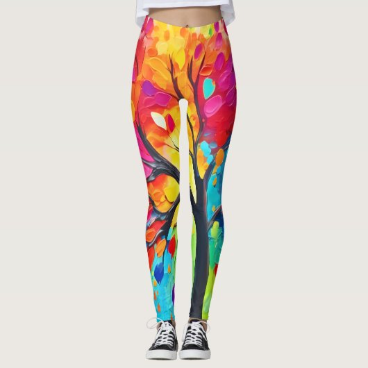 Regenboogboom van het leven schilderen leggings (Voorkant)