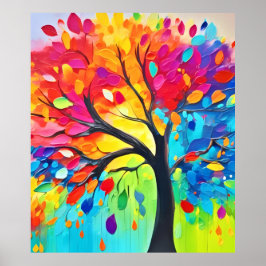 Regenboogboom van het leven schilderen poster