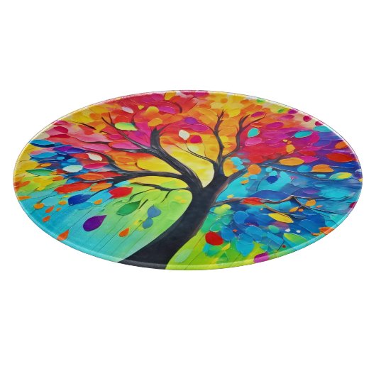 Regenboogboom van het leven schilderen snijplank (Hoek)