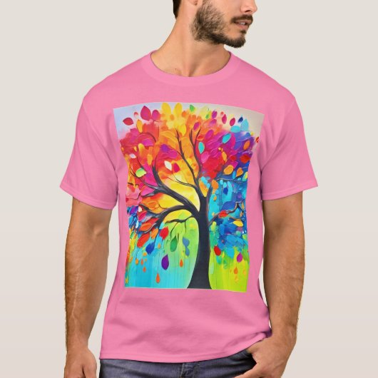Regenboogboom van het leven schilderen t-shirt (Voorkant)