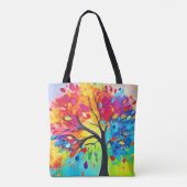 Regenboogboom van het leven schilderen tote bag (Achterkant)