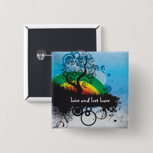 regenboogboom vierkante button 5,1 cm (Voorkant /achterkant)