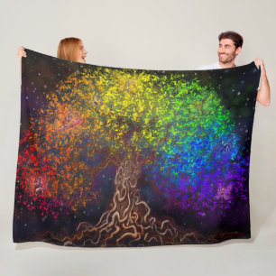 Regenboogboom Vleekbank Fleece Deken