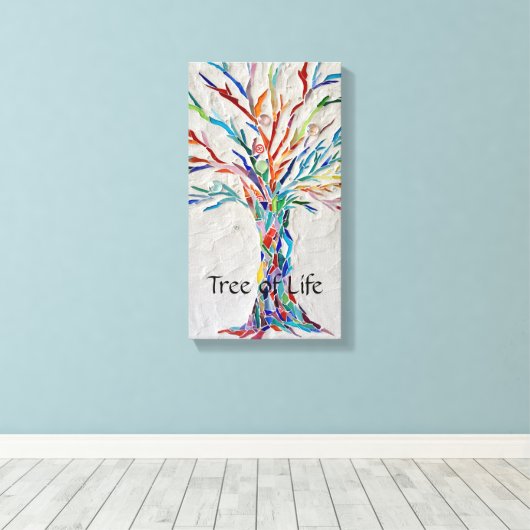 Regenboogboom voor meerkleurige mozaïeken van het canvas afdruk (Insitu (Houten vloer))