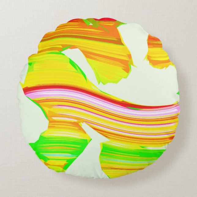 Regenboogborstel Rond Kussen (Voorkant)