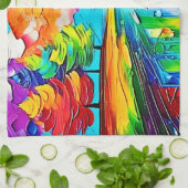 Regenboogbos Zonsondergang Dromen Theedoek (Gevouwen)