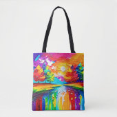 Regenboogbos Zonsondergang Dromen Tote Bag (Voorkant)