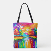 Regenboogbos Zonsondergang Dromen Tote Bag (Achterkant)