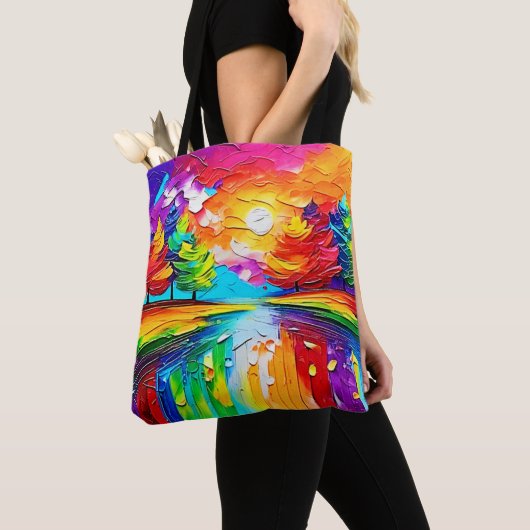 Regenboogbos Zonsondergang Dromen Tote Bag (Dichtbij)