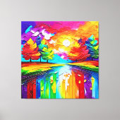 Regenboogbos Zonsondergang Droombeelden Canvas Afdruk (Voorkant)