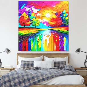 Regenboogbos Zonsondergang Droombeelden Canvas Afdruk