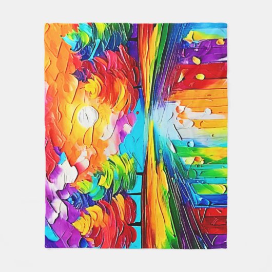 Regenboogbos Zonsondergang Droombeelden Fleece Deken (Voorkant)