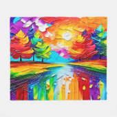 Regenboogbos Zonsondergang Droombeelden Fleece Deken (Voorkant (Horizontaal))
