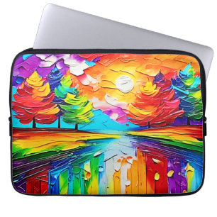 Regenboogbos Zonsondergang Droombeelden Laptop Sleeve