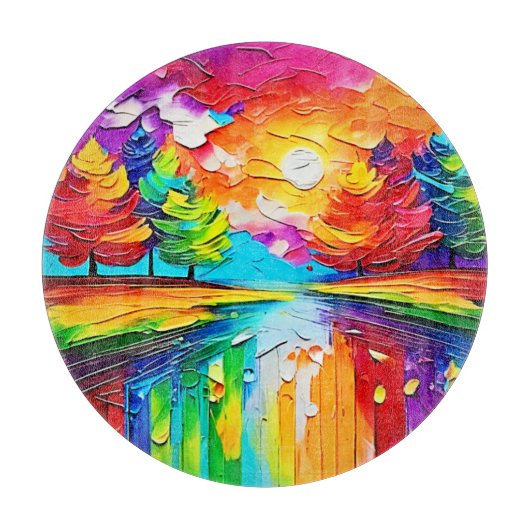 Regenboogbos Zonsondergang Droombeelden Snijplank (Voorkant)