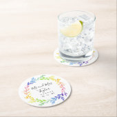 Regenboogbotanische lederbruiloft ronde kartonnen onderzetter (Insitu)