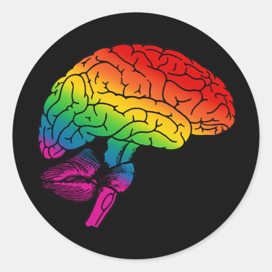 Regenboogbrain Ronde Sticker (Voorkant)