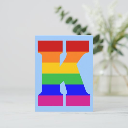 Regenboogbrief K Briefkaart (Staand voorkant)