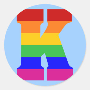 Regenboogbrief K Ronde Sticker
