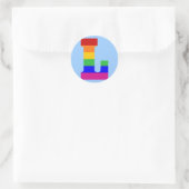 Regenboogbrief L Ronde Sticker (Tas)