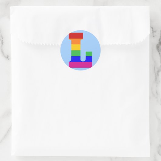 Regenboogbrief L Ronde Sticker (Tas)