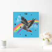 Regenboogbrug afrikaanse grijze papegaai vierkante klok (Huis)