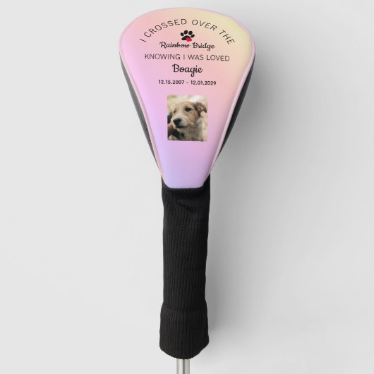 Regenboogbrug Foto Huisdier Verlies Herdenking Golfheadcover (Voorkant)