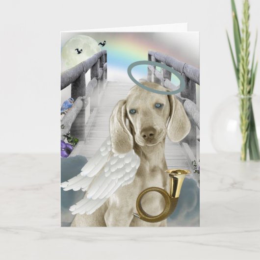Regenboogbrug Weimaraner Engel Kaart (Voorkant)