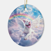 Regenboogbrug, Witte Hond in de Hemel Keramisch Ornament (Links)