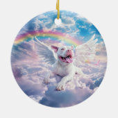 Regenboogbrug, Witte Hond in de Hemel Keramisch Ornament (Achterkant)