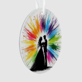 Regenboogbruid en bruidegom Eerste Kerstmis Ornament (voorkant)