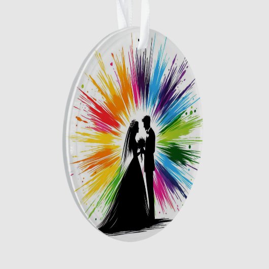Regenboogbruid en bruidegom Eerste Kerstmis Ornament (voorkant)