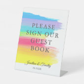 Regenboogbruiloft Onderteken onze gebarenteken voo Reclamebord Met Voetstuk (Voorkant)