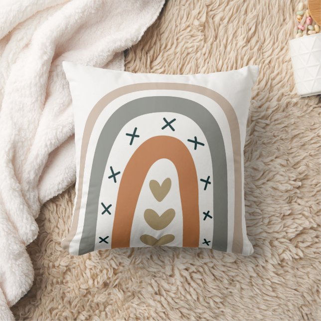 Regenboogbruin beige grijs moderne witte gedemte a kussen (Deken)