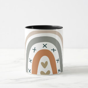 Regenboogbruin beige grijs moderne witte gedemte a mok