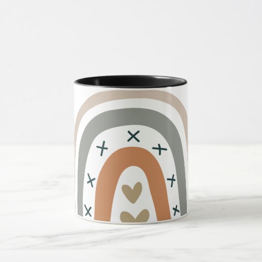 Regenboogbruin beige grijs moderne witte gedemte a mok (Midden)