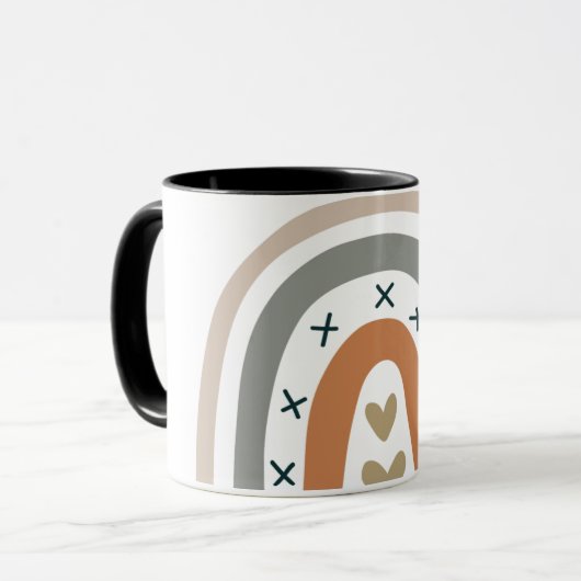 Regenboogbruin beige grijs moderne witte gedemte a mok (Voorkant links)