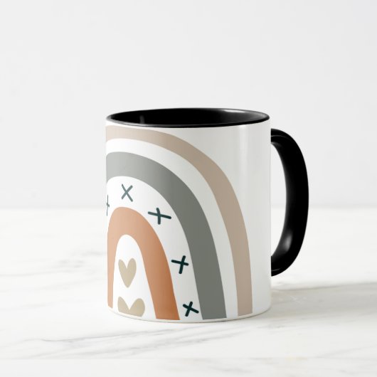 Regenboogbruin beige grijs moderne witte gedemte a mok (Voorkant rechts)